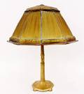Tiffany Favrile Glass  Gilt Bronze Linenfold Lamp