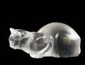 43 LALIQUE MOLDED AND FROSTED CRYSTAL CROUCHING CAT