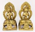 Pair of Gilt Bronze Oriental Guanyin Sculptures
