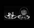 353 TWO LALIQUE MOLDED CRYSTAL PIN TRAYS