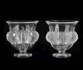 301 PAIR LALIQUE MOLDED FROSTED AND CLEAR DAMPIERRE