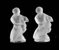 2 PAIR OF LALIQUE MOLDED AND FROSTED CRYSTAL FIGURES