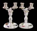 9 PAIR OF HEREND PORCELAIN TWO LIGHT CANDELABRAS