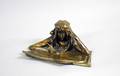 34 ART NOUVEAU PATINATED BRONZE INKWELL