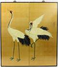 Chinese Hand Painted Crane Screen
