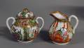 8 ROSE MEDALLION PORCELAIN CREAMER AND COVERED SUGAR B