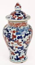 Chinese Iron Red  Blue Lidded Porcelain Jar
