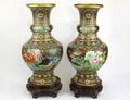 63 PAIR OF CLOISONNE ENAMEL VASES