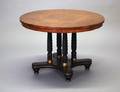 91 REGENCY EBONIZED AND BURL WALNUT OCCASIONAL TABLE