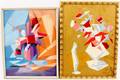 Two Cubist Floral Still Life Paintings Signed