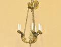 89 EMPIRE STYLE GILT AND PATINATED BRONZE SIX LIGHT CH