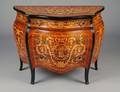 79 MARQUETRY INLAID FRUITWOOD COMMODE