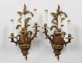 100 PAIR OF BRASS THREE LIGHT SCONCES