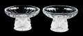 A Pair of Lalique Molded and Frosted Glass Compotes