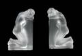A Pair of Lalique Molded and Frosted Glass Bookends