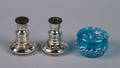A Pair of Mercury Glass Candleholders