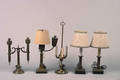 A Group of Five Brass and Metal Table Lamps