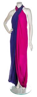 A Purple and Magenta Halter Gown