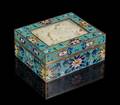 A Jade Inset Cloisonne Enamel Box and Cover