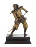 A Japanese ParcelGilt Bronze Figure of Samurai