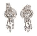 A Pair of Vintage Platinum and Diamond Drop Earclips