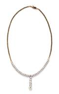 A 14 Karat Yellow Gold and Diamond Necklace