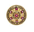 A Victorian 18 Karat Yellow Gold Garnet and Enamel Brooch French