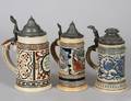 124 GROUP OF THREE POTTERY STEINS