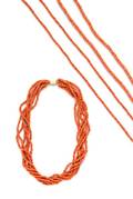 A Collection of Coral Bead Necklaces