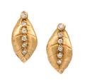A Pair of 14 Karat Yellow Gold and Diamond Earrings Mauri Pioppo Galilio