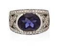 A 14 Karat White Gold Amethyst and Diamond Ring