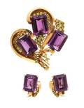 A Retro Gold Amethyst and Chrysoberyl Demi Parure