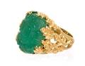 An 18 Karat Yellow Gold and Carved Emerald Ring