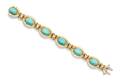 An 18 Karat Yellow Gold and Turquoise Bracelet Cellino