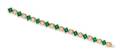 An 18 Karat Yellow Gold Emerald and Diamond Bracelet Adler