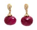 A Pair of Yellow Gold Ruby and Diamond Earclips Cristina Ferrare