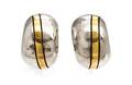 A Pair of Cartier Sterling Silver and 18 Karat Yellow Gold Hoop Earrings Cartier
