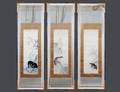 110 SET OF THREE CHINESE SCROLL PAINTINGS ON SILK