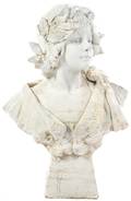 An Art Nouveau Style Painted Concrete Bust
