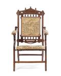 A Victorian Walnut Campaign Chair