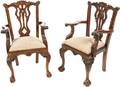 A Pair of Chippendale Style Walnut Childs Armchairs