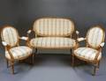 87 THREE PIECE LOUIS XVI CARVED  GILTWOOD SALON SET