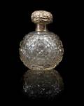 An American Silver Mounted Brilliant Cut Glass Perfume Bottle