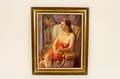 Dorothy Poole Oil of Seated Woman in Red