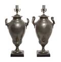 A Pair of Pewter Urns