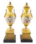 A Pair of English Porcelain Covered Urns