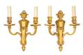 A Pair of Louis XVI Style Gilt Metal TwoLight Sconces