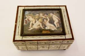 Hand Painted Figural Ivory Mounted Box