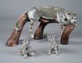 90 THREE PIECE DARGENTA SILVER CLAD PANTHER FAMILY