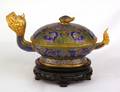 186 CLOISONNE ENAMEL MYTHOLOGICAL TURTLE BOX AND COVER
